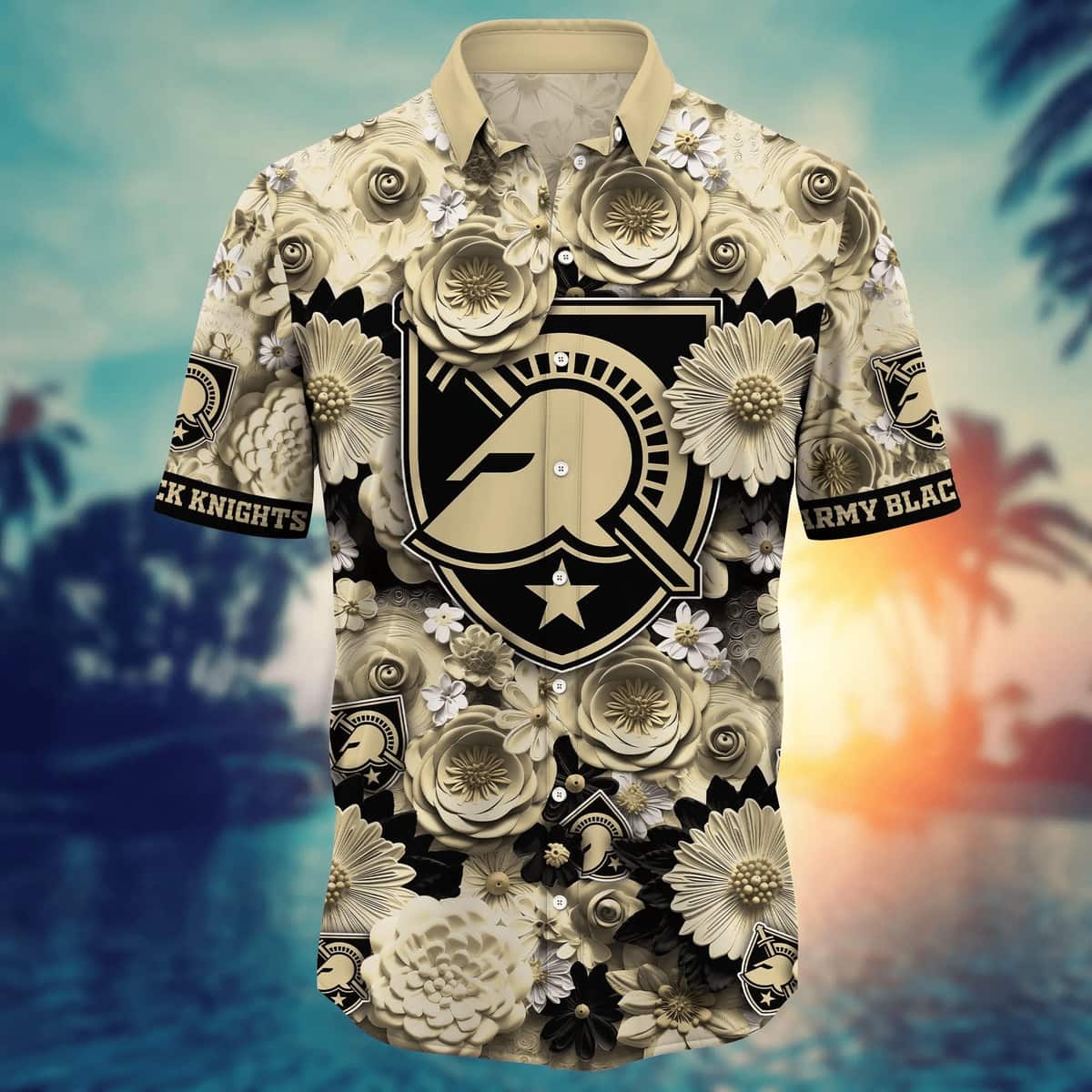 Cool NCAA Army Black Knights Hawaiian Shirt Abstract Floweret Gift For Beach Lovers