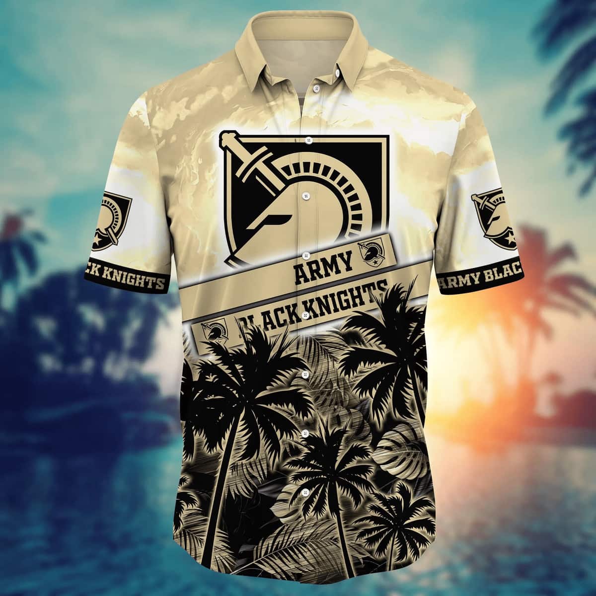 Vintage Aloha NCAA Army Black Knights Hawaiian Shirt Palm Trees Gift For Boyfriend