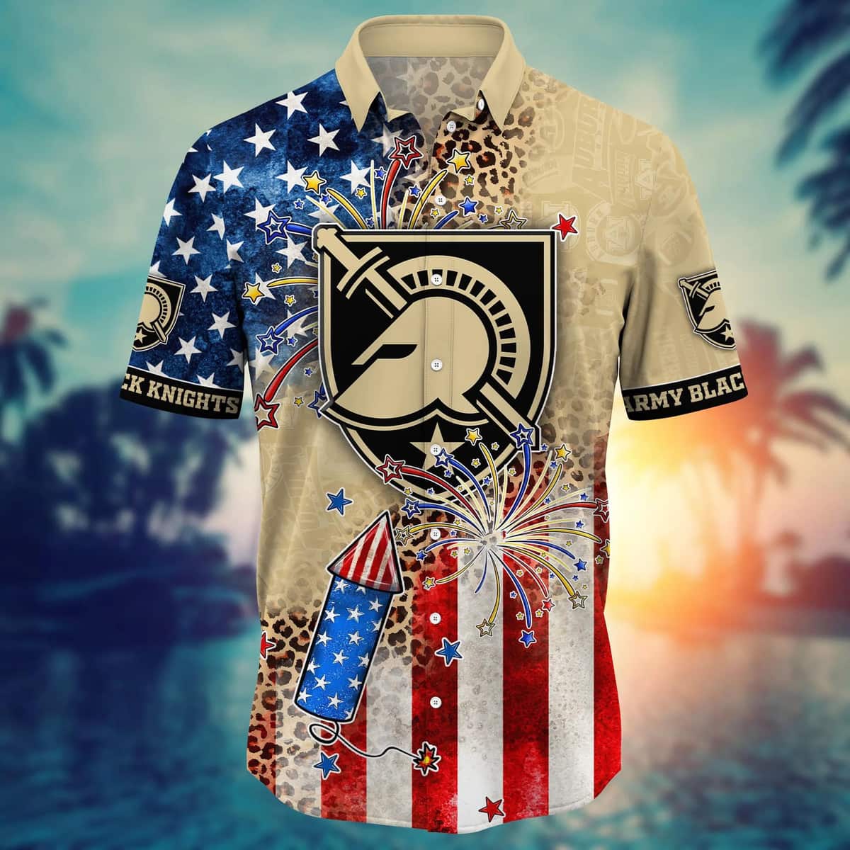Stylish NCAA Army Black Knights Hawaiian Shirt Fireworks Independence Day Gift For New Dad