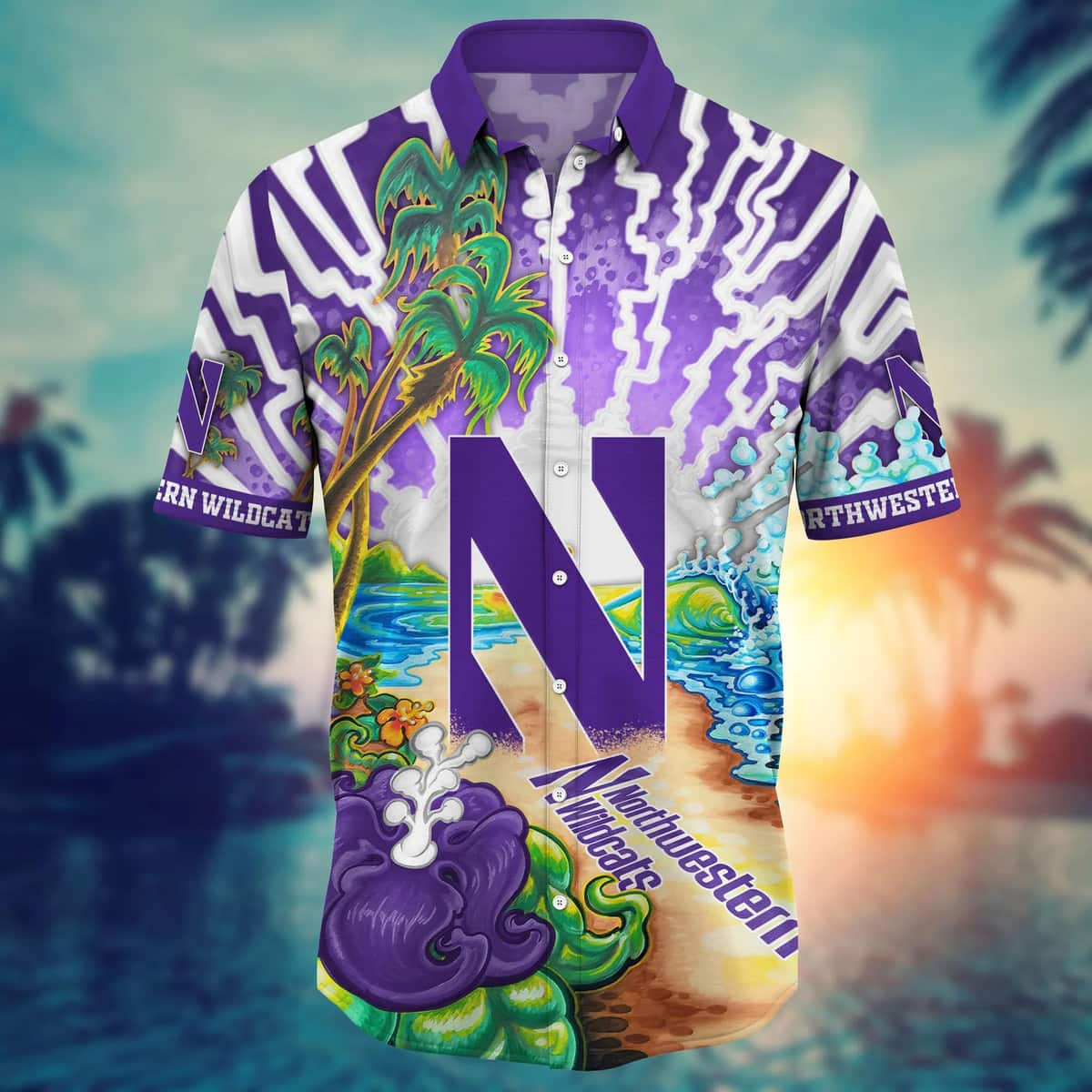 Northwestern Wildcats NCAA Hawaiian Shirt Seaside Aloha Shirt - Trendy Aloha