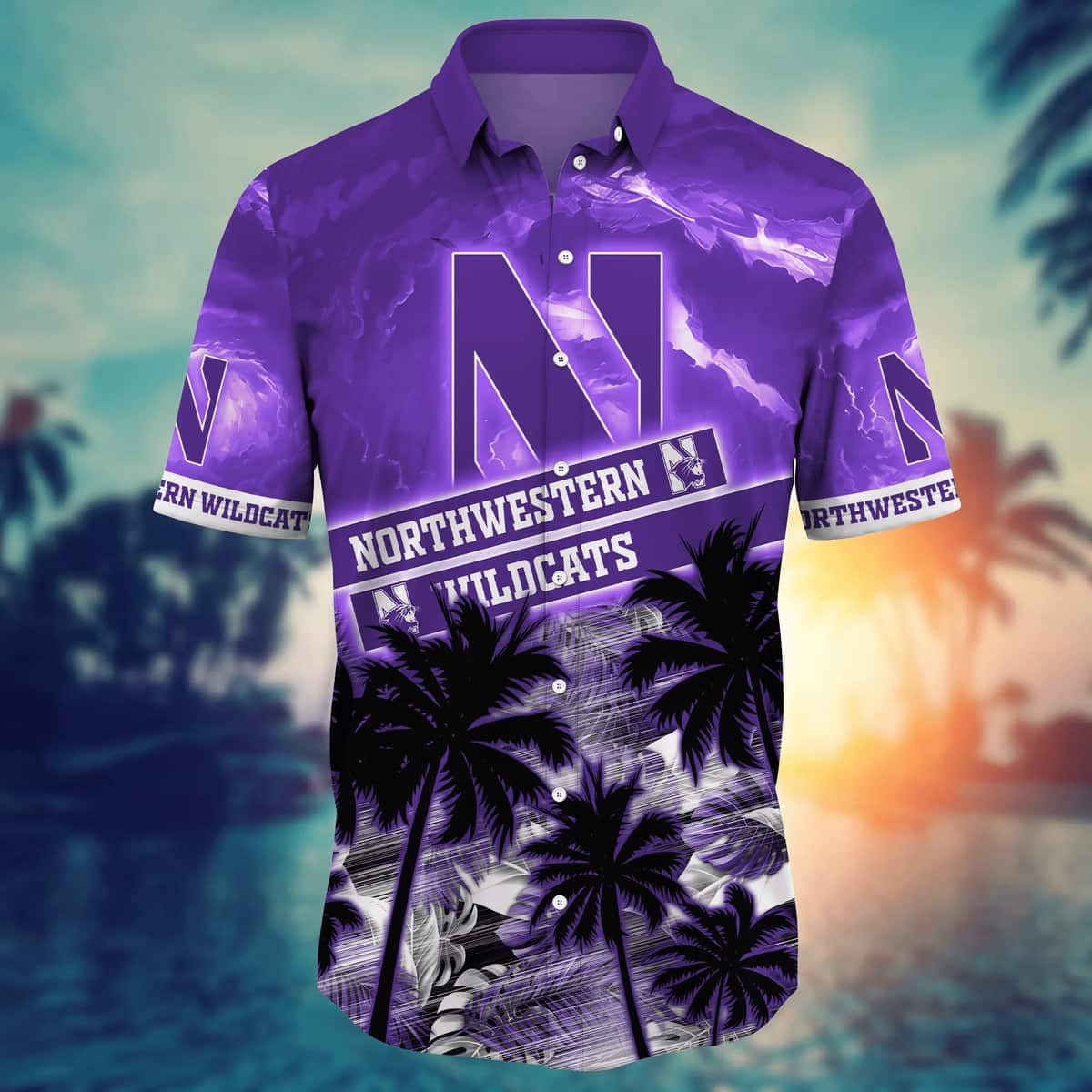 NCAA Northwestern Wildcats Flower Cheap Hawaiian Shirt 3D