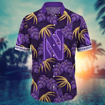 Classic NCAA Northwestern Wildcats Hawaiian Shirt Palm Leaves Gift For Boyfriend