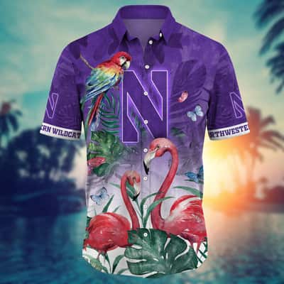 Stylish NCAA Northwestern Wildcats Hawaiian Shirt Aloha Flora And Fauna GIft For Family
