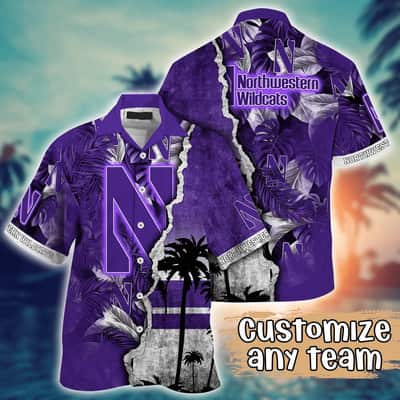 Vintage Aloha NCAA Northwestern Wildcats Hawaiian Shirt Custom Name Gift For Best Friend Best Beach Gift