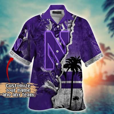 Vintage Aloha NCAA Northwestern Wildcats Hawaiian Shirt Custom Name Gift For Best Friend Best Beach Gift