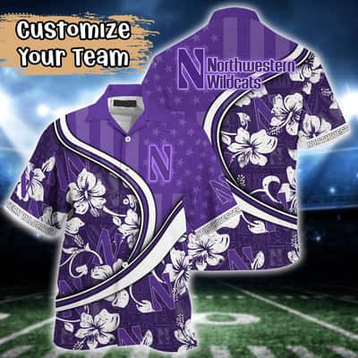 Cool Aloha NCAA Northwestern Wildcats Hawaiian Shirt Custom Name Gift For Mom