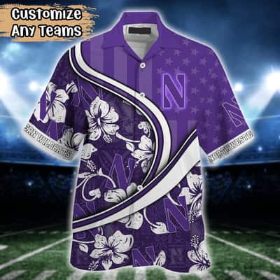 Cool Aloha NCAA Northwestern Wildcats Hawaiian Shirt Custom Name Gift For Mom