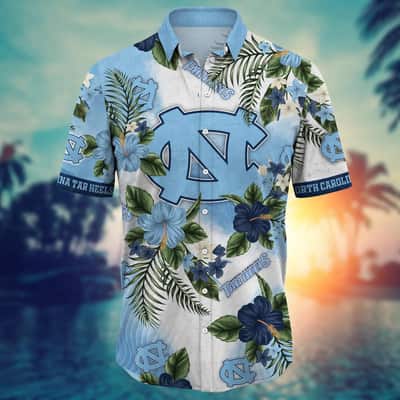 NCAA North Carolina Tar Heels Hawaiian Shirt Hibiscus Flowers Best Gift For Grandpa