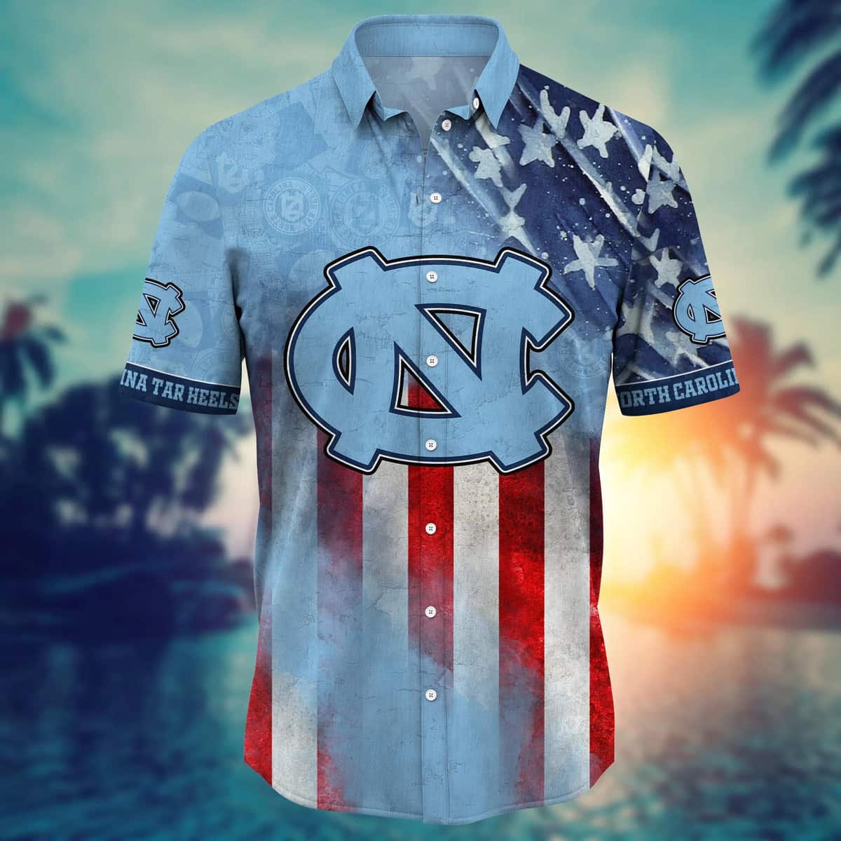 Trending Aloha NCAA North Carolina Tar Heels Hawaiian Shirt Happy 4th Of July Gift For Dad