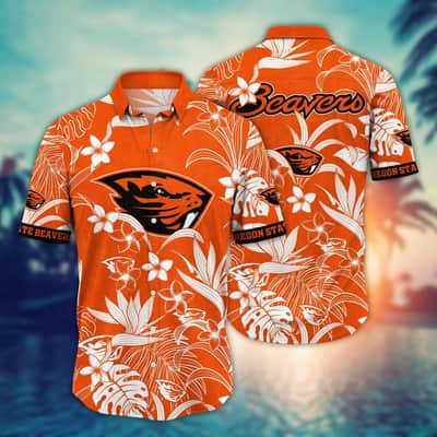 Stylish NCAA Oregon State Beavers Hawaiian Shirt Tropical Flora Best Gift For Family