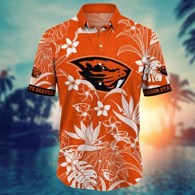 Stylish NCAA Oregon State Beavers Hawaiian Shirt Tropical Flora Best Gift For Family