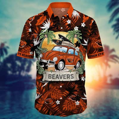 Cool NCAA Oregon State Beavers Hawaiian Shirt Palm Leaves Summer Gift