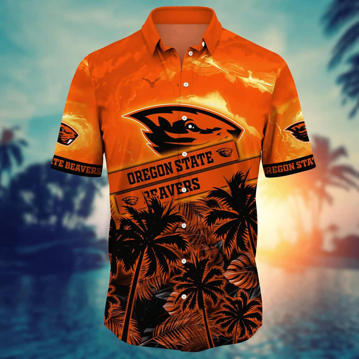 Orange Ocean Sunset View Hawaiian Shirt 