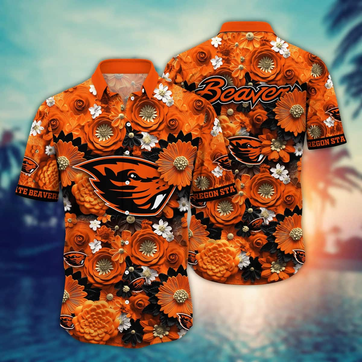 NCAA Oregon State Beavers Hawaiian Shirt,Aloha Shirt,Hibiscus