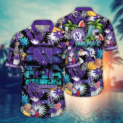 Colorful NCAA Northwestern Wildcats Hawaiian Shirt Tropical Fruit Gift For Family