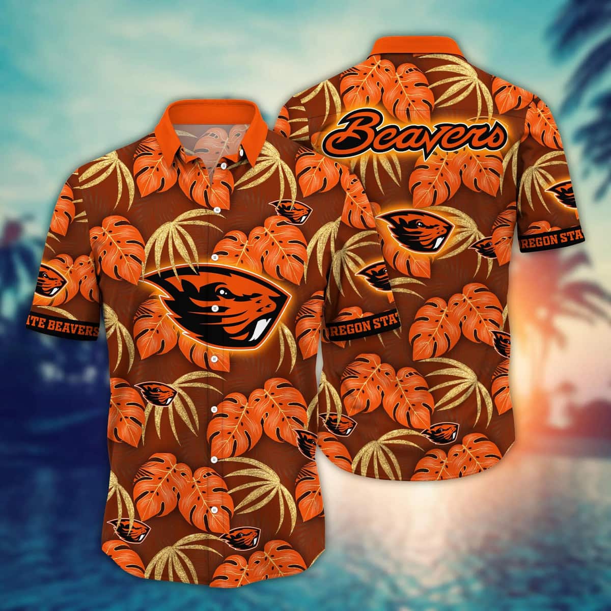 NCAA Oregon State Beavers Hawaiian Shirt Tropical Leaves Gift For Best Friend