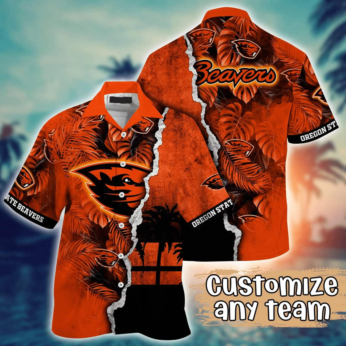 NCAA Oregon State Beavers Hawaiian Shirt,Aloha Shirt,Hibiscus