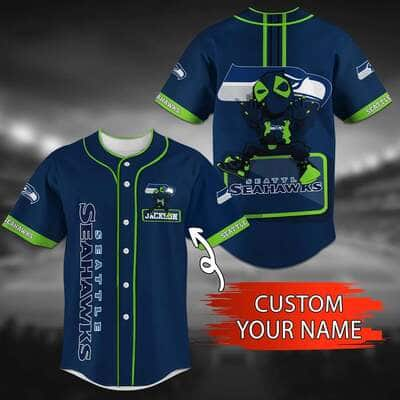 Seattle seahawks-NFL BASEBALL JERSEY CUSTOM NAME AND NUMBER Best