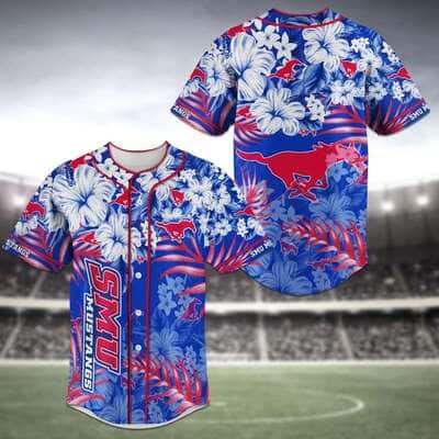 Aloha NFL SMU Mustangs Baseball Jersey Hibiscus Flowers Gift For Sister