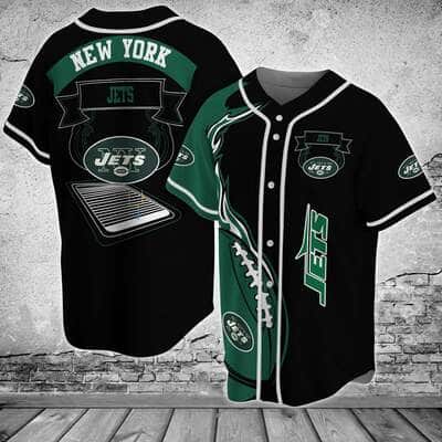 Black NFL New York Jets Baseball Jersey Gift For Dad From Daughter