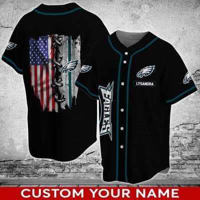 Black NFL Philadelphia Eagles Baseball Jersey Custom Name Best Gift For Boyfriend