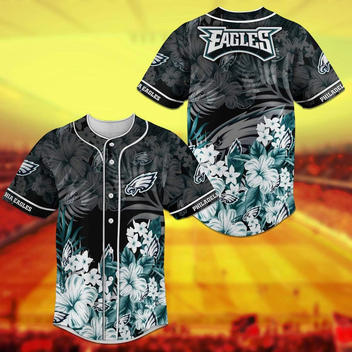 Floral NFL Philadelphia Eagles Baseball Jersey Gift For Husband