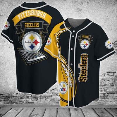 Black NFL Pittsburgh Steelers Baseball Jersey Gift For Sporty Boyfriend