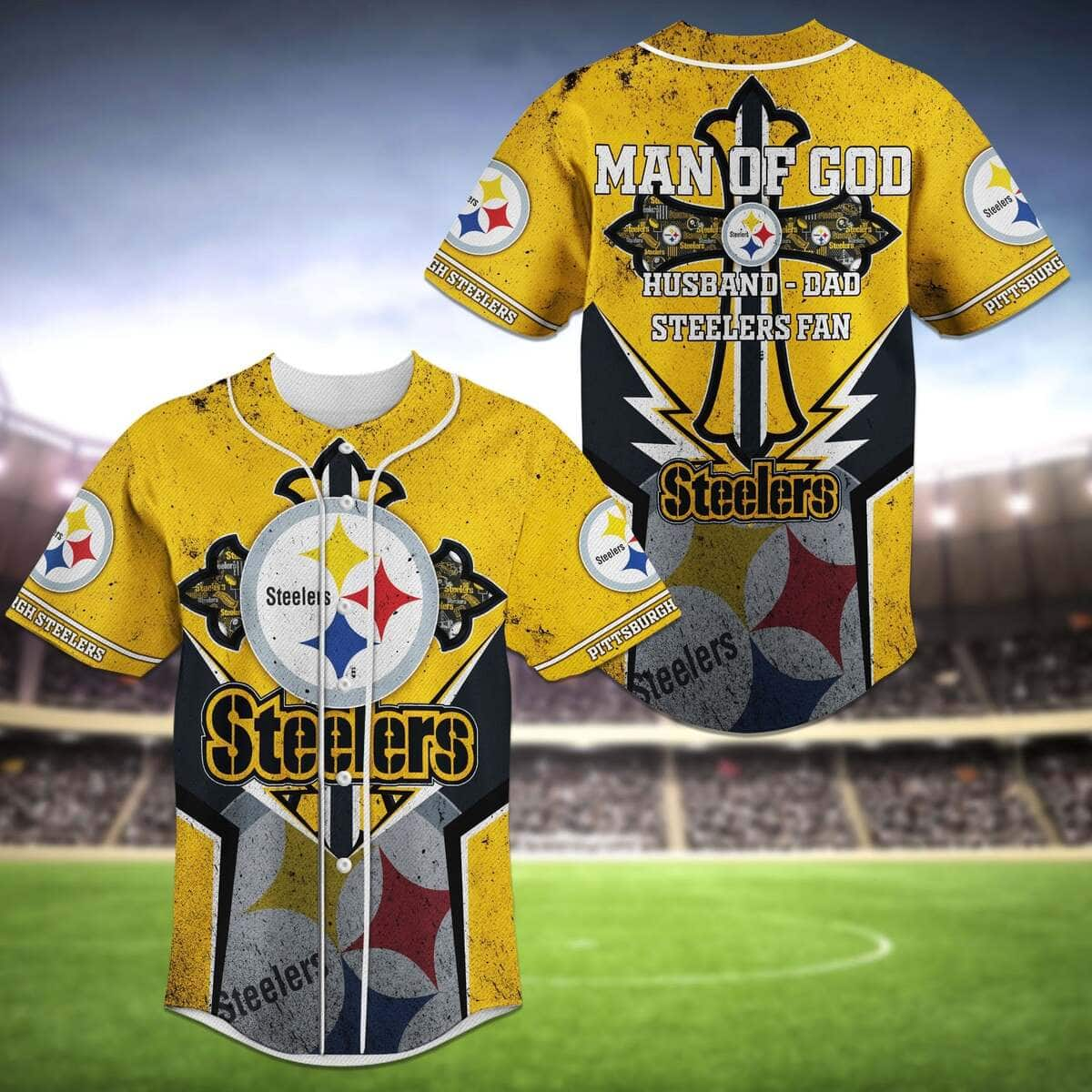 Stylish NFL Pittsburgh Steelers Baseball Jersey Gift For Cool Dad