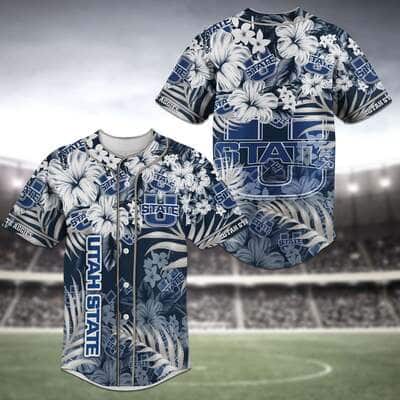 Aloha MLB Utah State Aggies Baseball Jersey Flowers And Leaves Gift For Dad