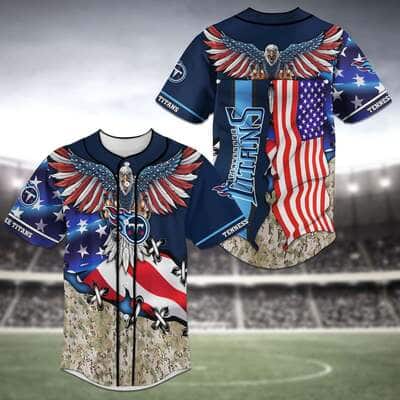 Stylish Tennessee Titans Baseball Jersey Eagles And US Flag Gift For NFL Fans