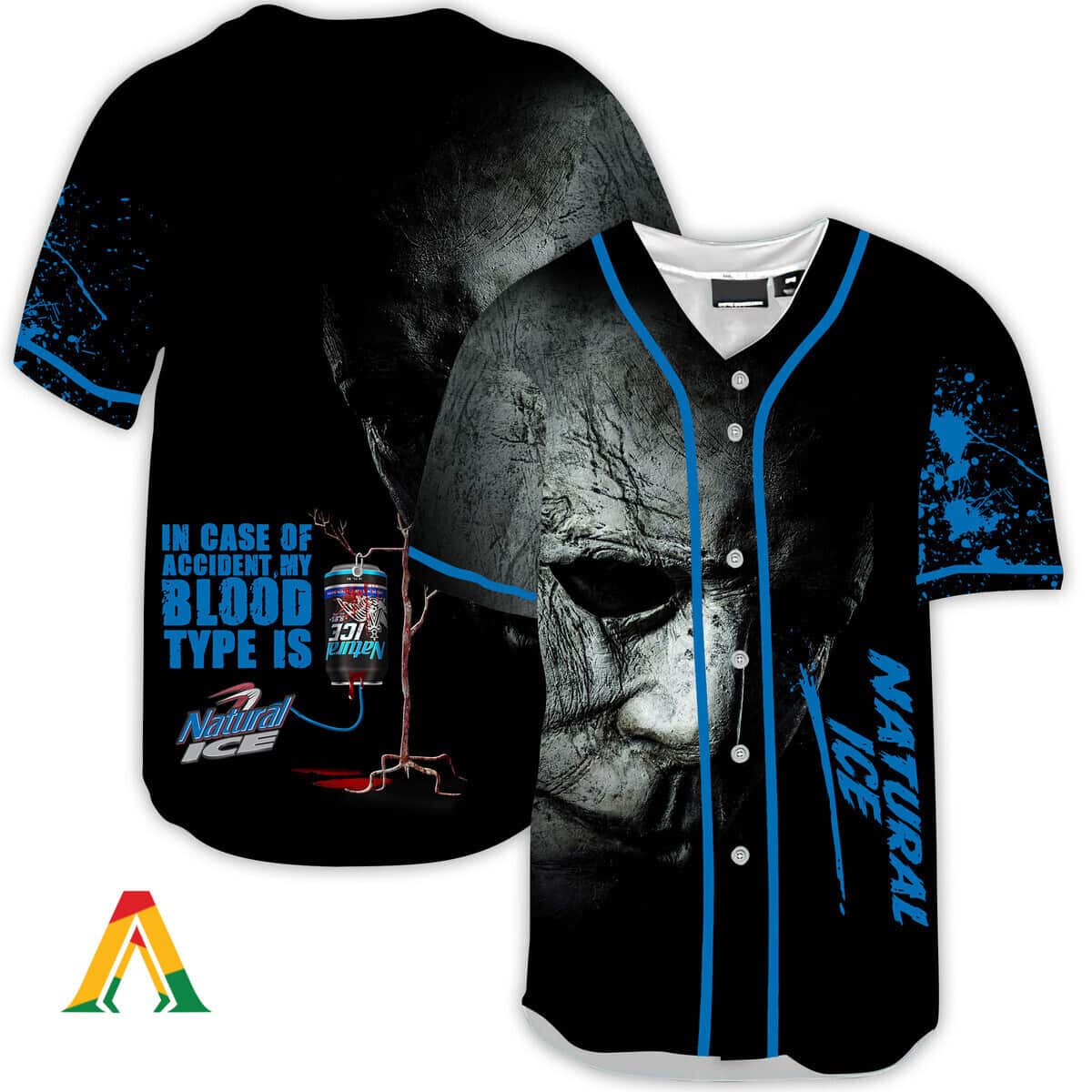 Halloween Michael Myers Baseball Jersey In Case Of Accident My Blood Type Is Natural Ice Gift For Dad