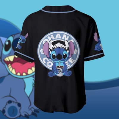 Black Lilo And Stitch Baseball Jersey Coffee Cute Gift For Family