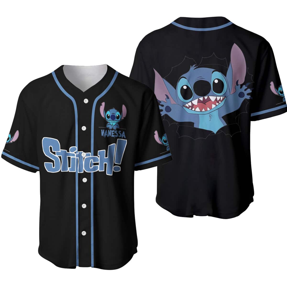 Black Lilo And Stitch Baseball Jersey Funny Gift For Best Friend