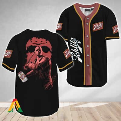 Cool Jason Voorhees Baseball Jersey Friday The 13th Schlitz Beer Gift For Fans