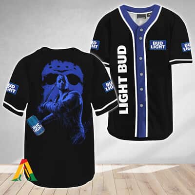 Halloween Jason Voorhees Baseball Jersey Friday The 13th Bud Light Beer Gift For Movie Lovers