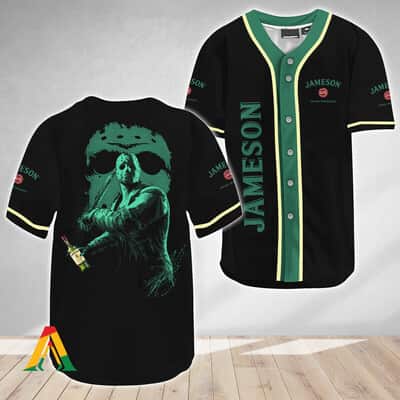 Halloween Jason Voorhees Baseball Jersey Friday The 13th Jameson Whiskey Gift For Family