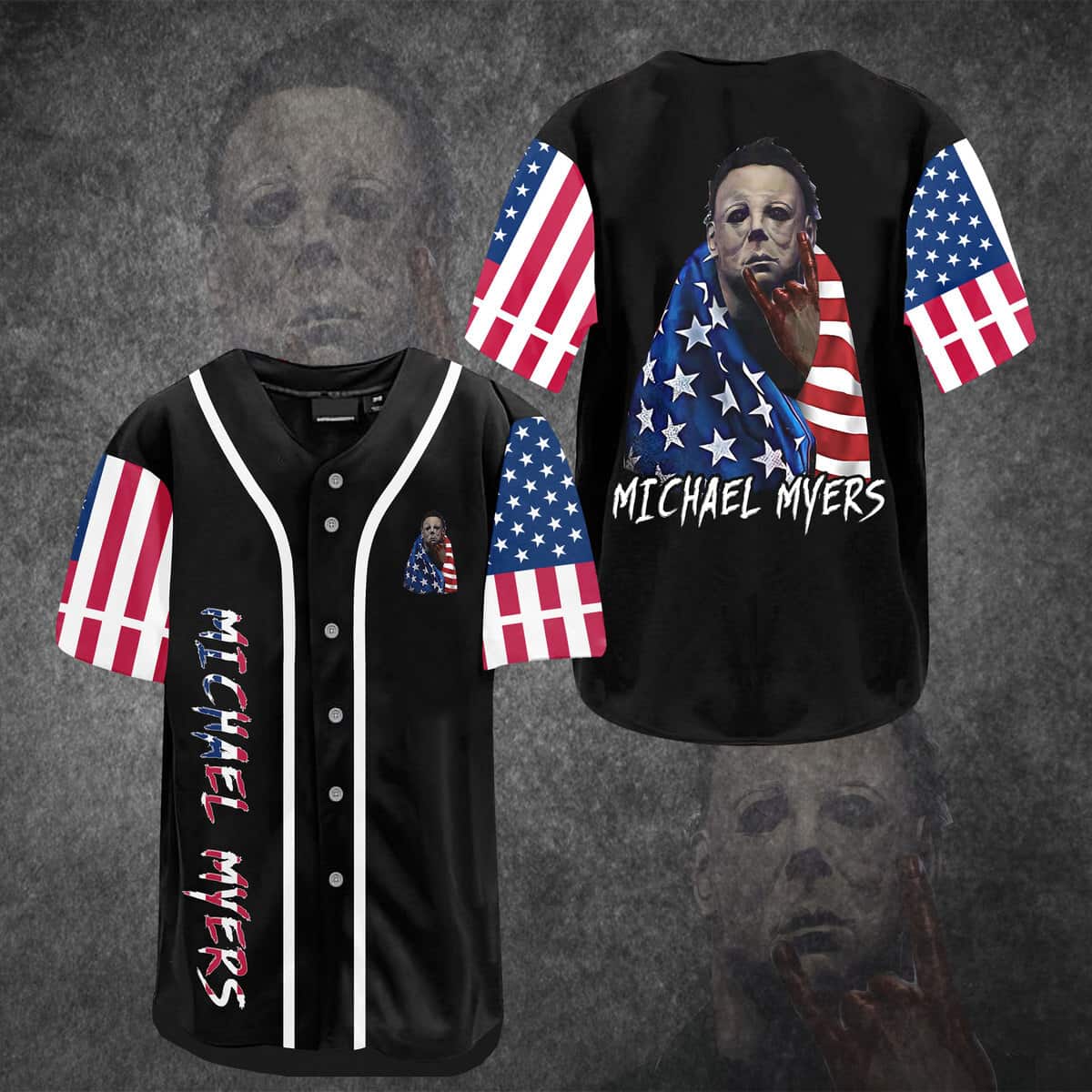 Halloween Michael Myers Baseball Jersey US Flag Gift For Fans