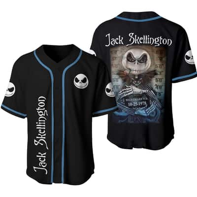 Black Jack Skellington Baseball Jersey The Nightmare Before Christmas Gift For Him