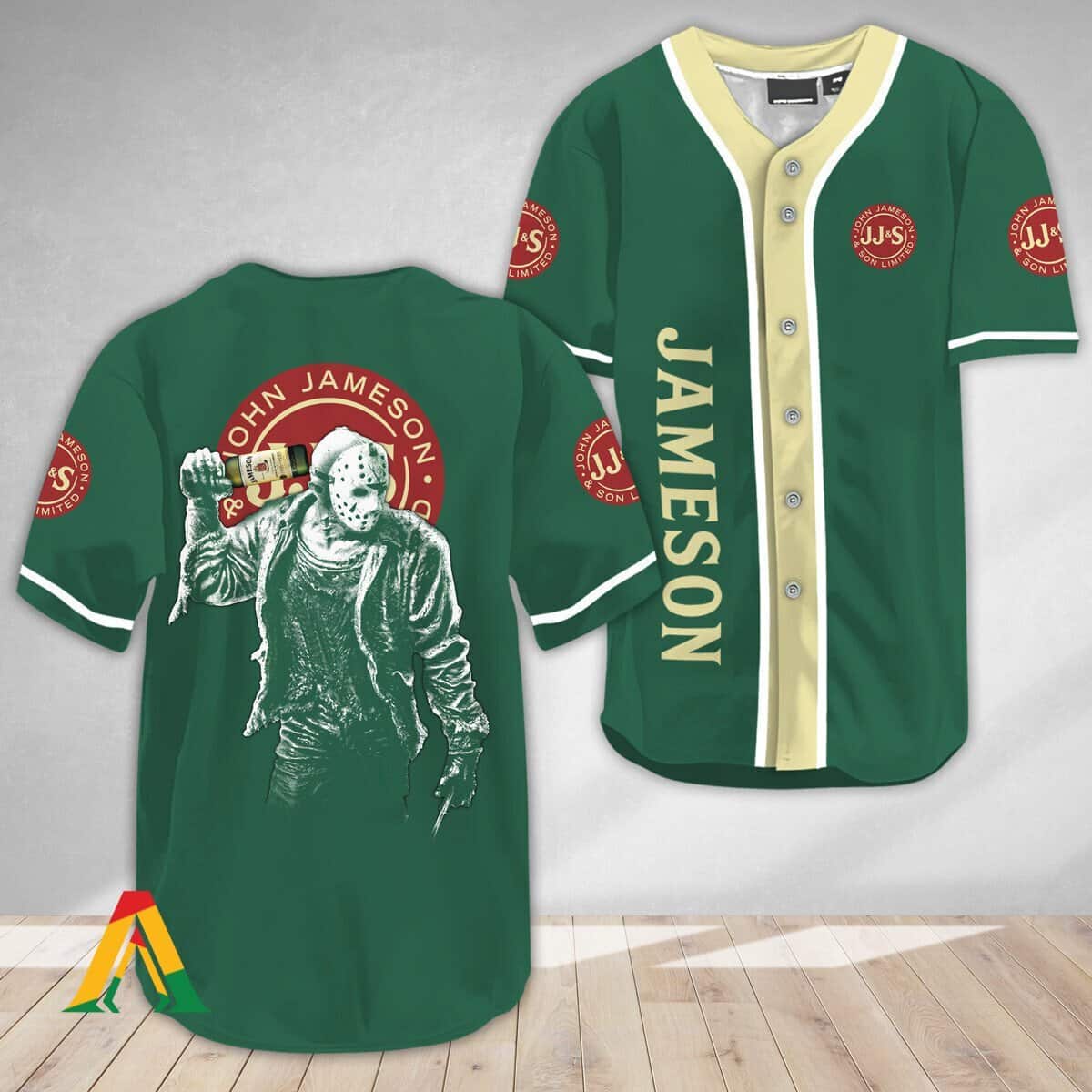 Green Jason Voorhees Baseball Jersey Jameson Whiskey Gift For Brother