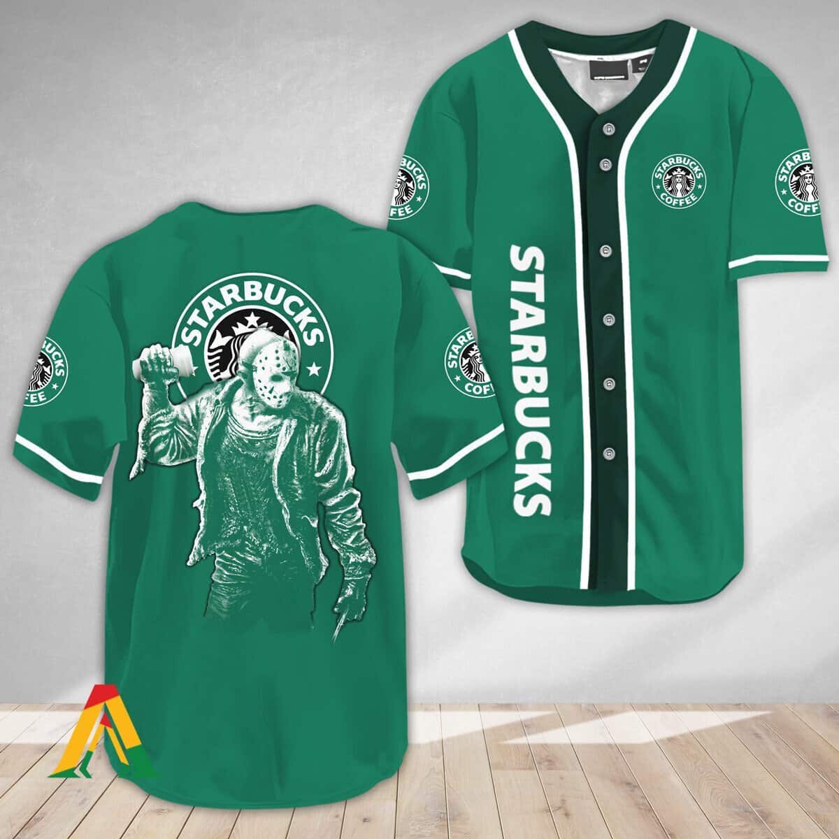 Green Jason Voorhees Baseball Jersey Starbucks Gift For Sporty Husband
