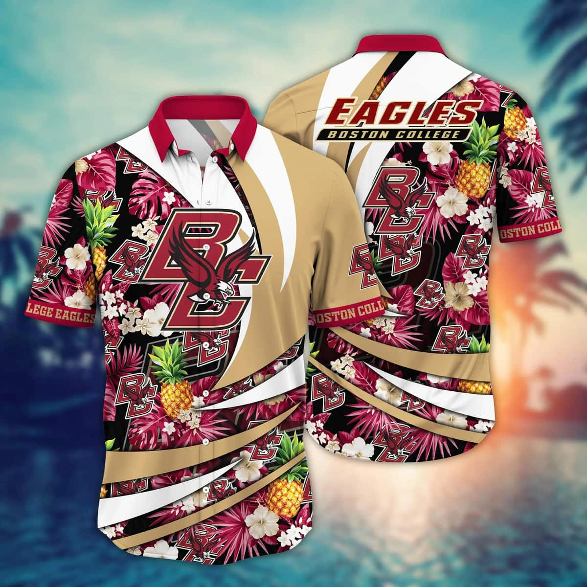 Boston College Eagles New Trends Custom Name And Number Christmas Hawaiian  Shirt - Freedomdesign