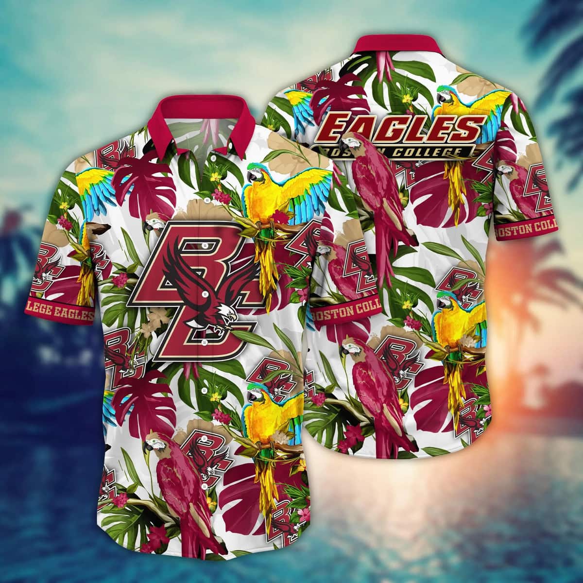 NCAA Boston College Eagles Hawaiian Shirt Birds And Palm Leaves Gift For Dad