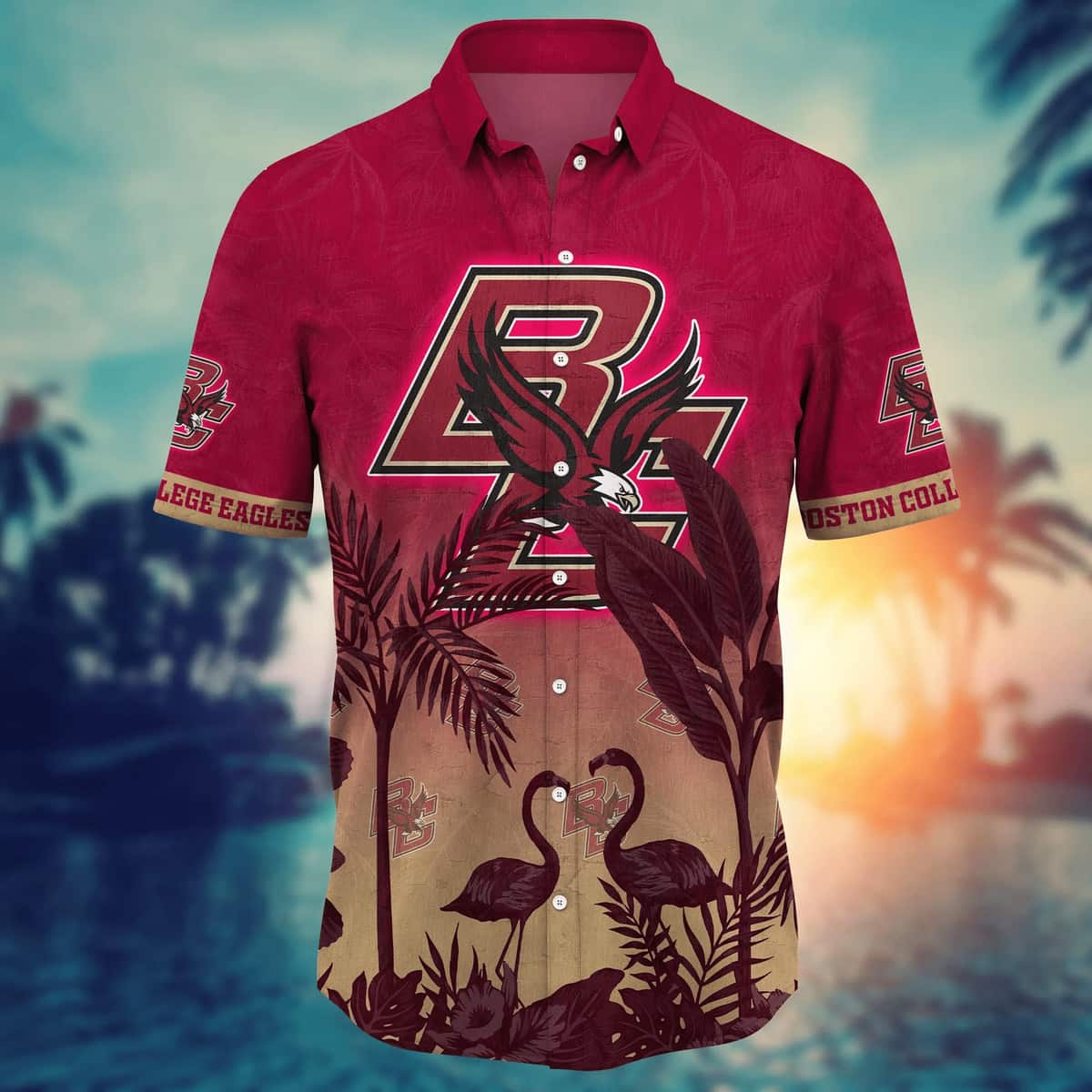 NCAA Boston College Eagles Hawaiian Shirt Sunset Scenery Gift For Dad