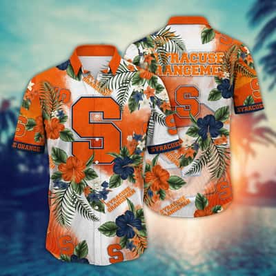 NCAA Syracuse Orange Hawaiian Shirt Hibiscus Flowers Gift For Best Friend