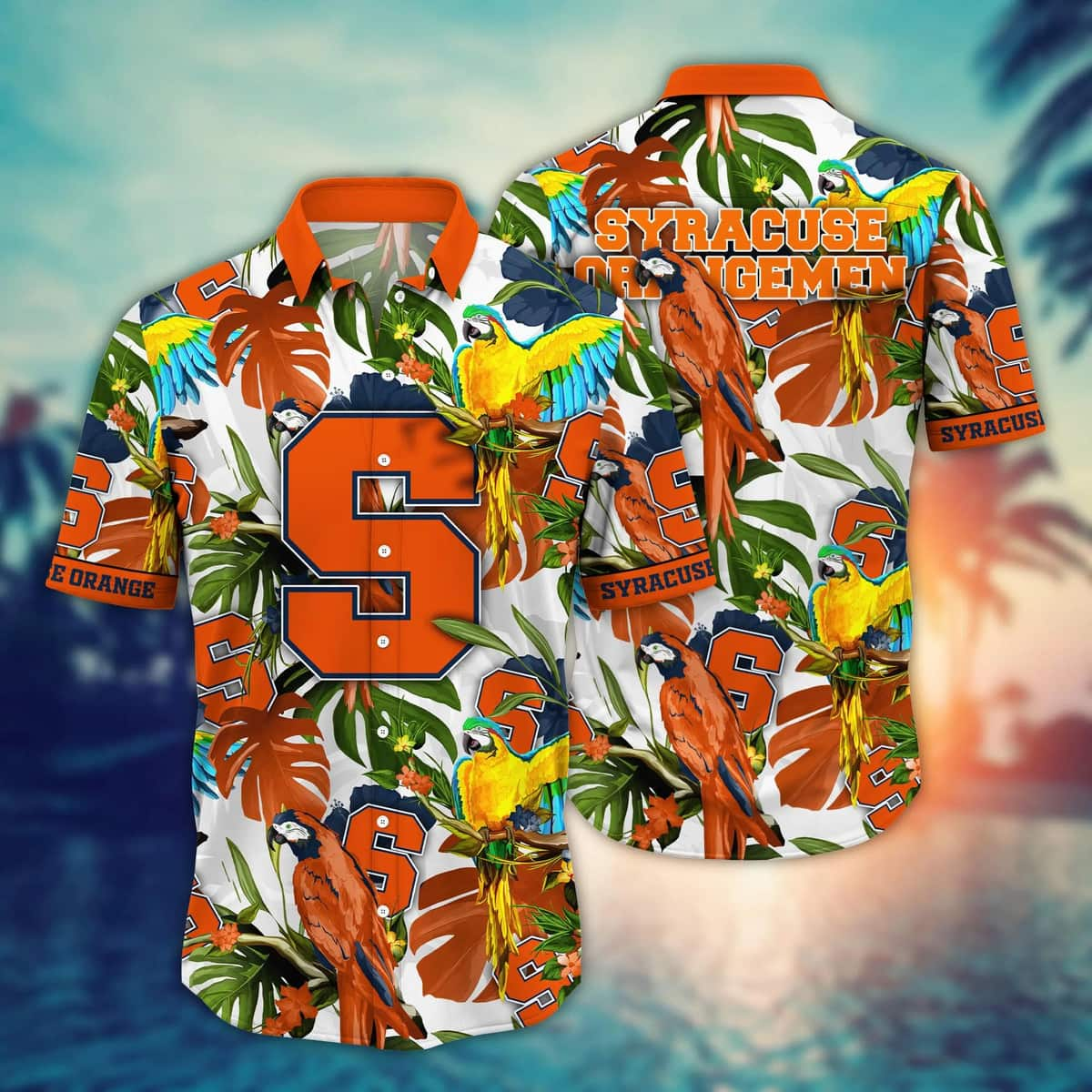 Summer Aloha NCAA Syracuse Orange Hawaiian Shirt Pink Flamingo And Palm  Leaves - Limotees