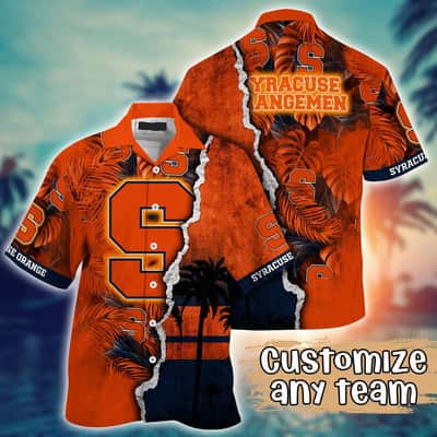Vintage Aloha NCAA Syracuse Orange Hawaiian Shirt Custom Name Gift For Dad