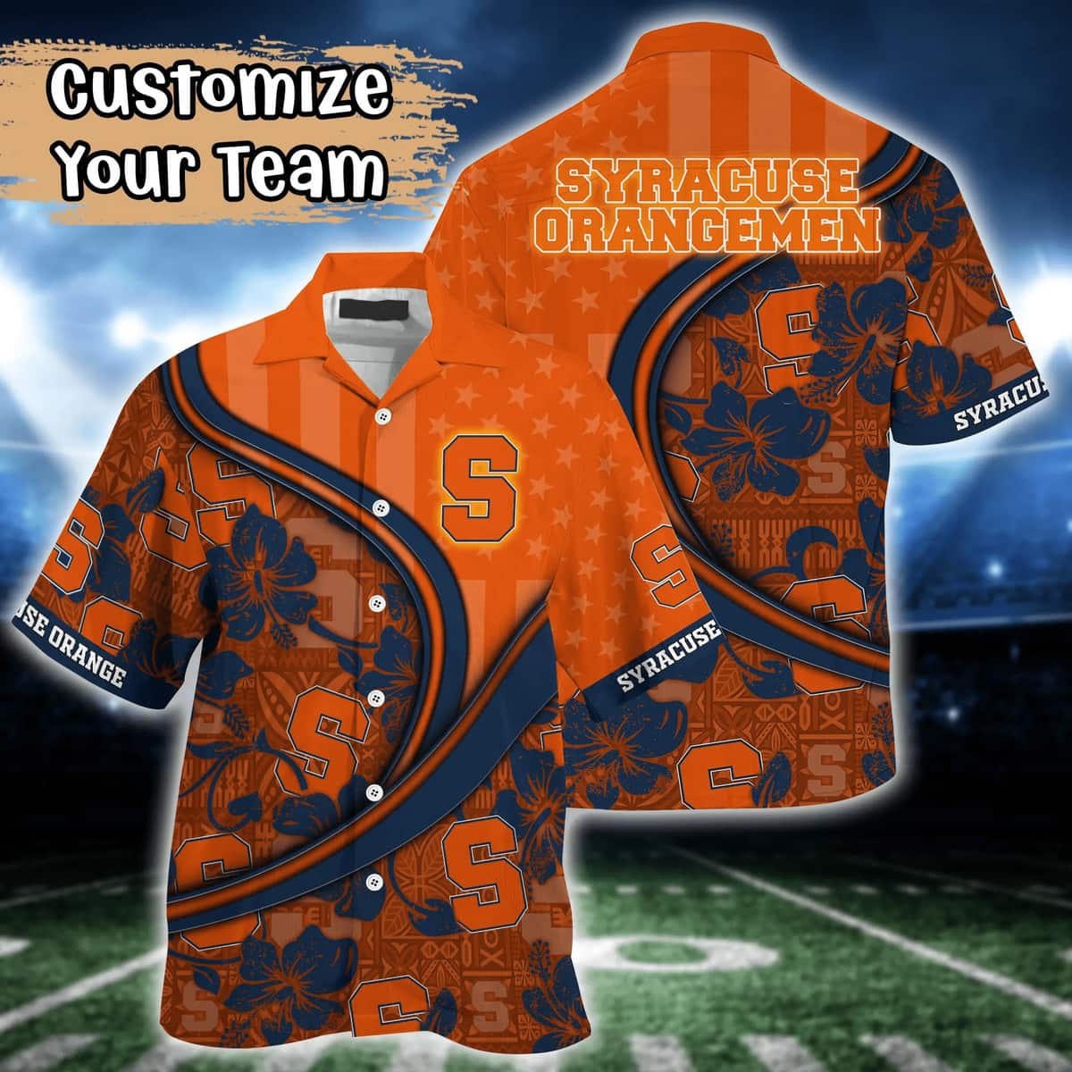 Basic Aloha NCAA Syracuse Orange Hawaiian Shirt Customize Name Gift For Beach Lovers