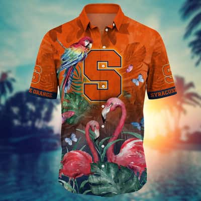 Trending Aloha NCAA Syracuse Orange Hawaiian Shirt Pink Flamingo Gift For Best Friend