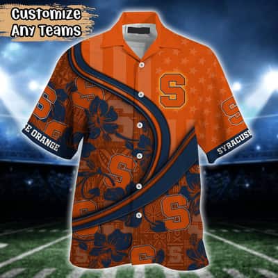 Classic Aloha NCAA Syracuse Orange Hawaiian Shirt Custom Name Beach Lovers Gift