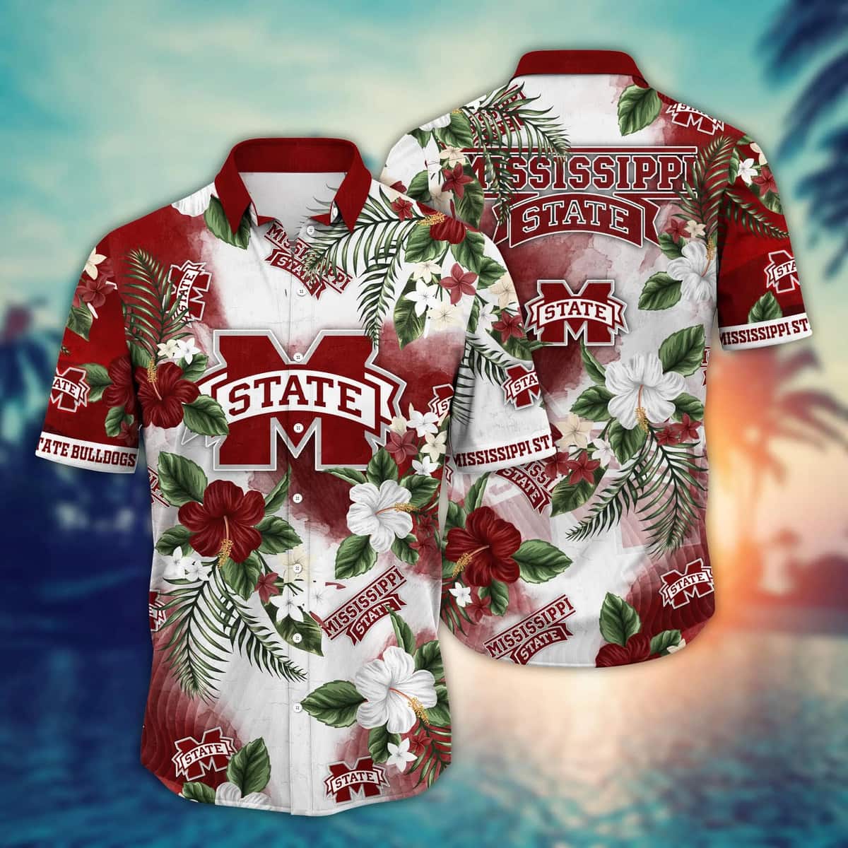 NCAA Mississippi State Bulldogs Hawaiian Shirt Hibiscus Flowers Gift For Dad